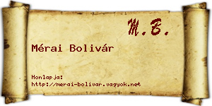 Mérai Bolivár névjegykártya